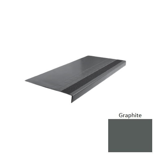 Flextones Graphite Type 875 With Flush Ribbed / Smooth Insert Distinct Designs Rubber - 12 1/4" X 72" Stair Tread - Raised Square Design