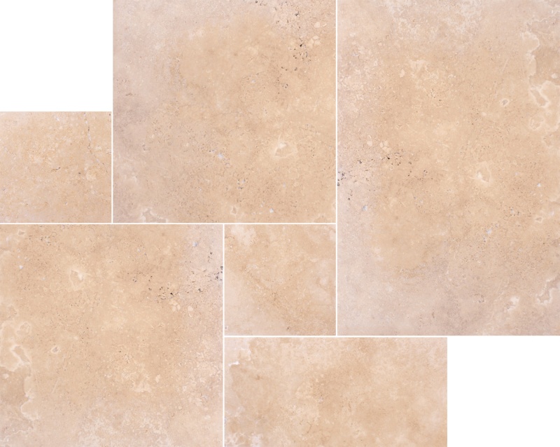Turco Classico Cross Cut Travertine Versailles Pattern - Chiseled & Brushed - Various Sizes