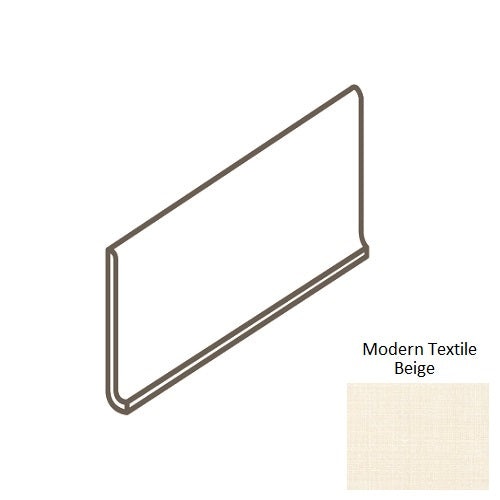 Fabric Art Modern Textile Beige Porcelain Floor & Wall Trim - 6" X 12" Cove Base - Matte