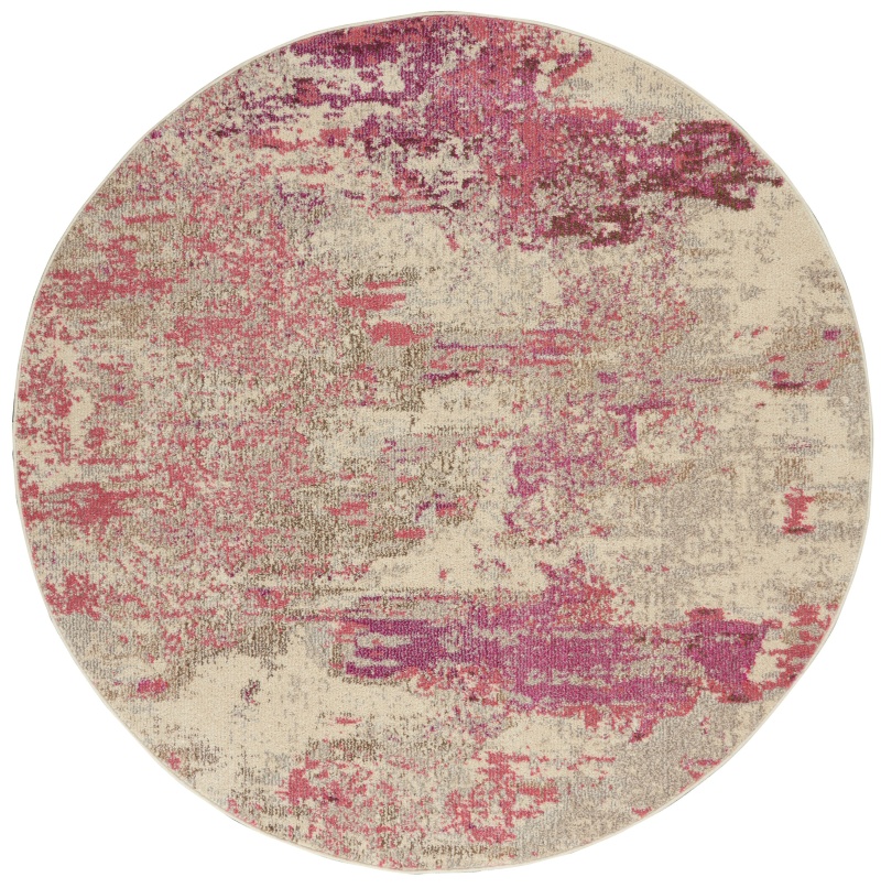Celestial Ces02 Ivory / Pink Round Area Rug