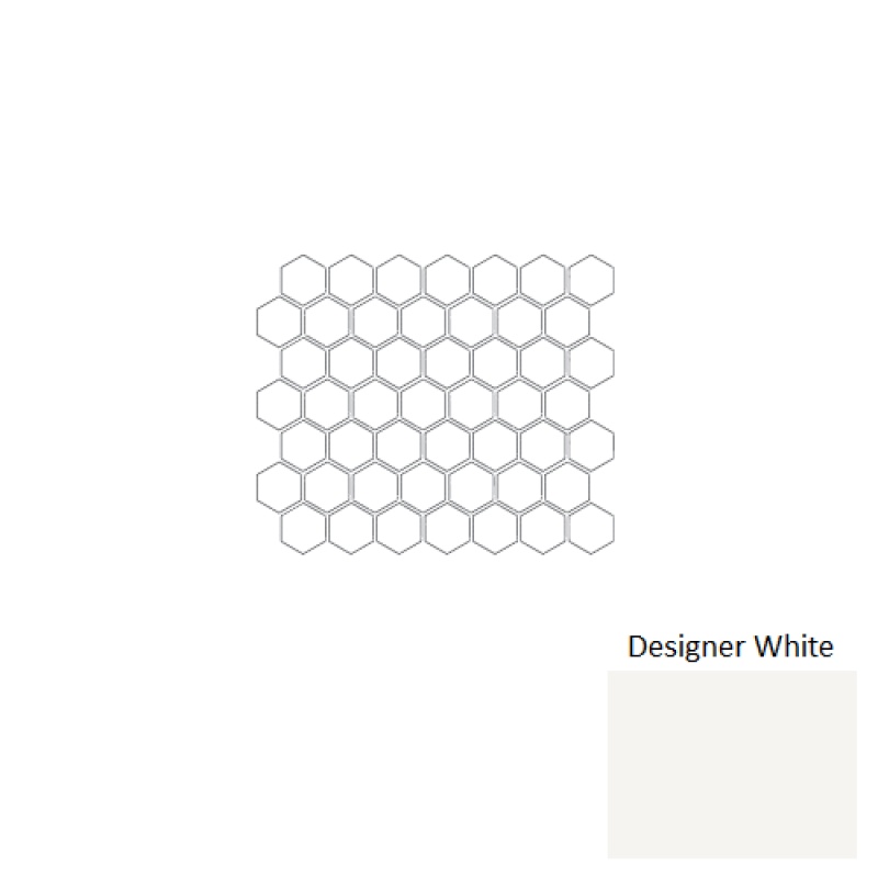 Color Story Mosaic Designer White Ceramic Mosaic - 1 1/2" Hexagon - Matte