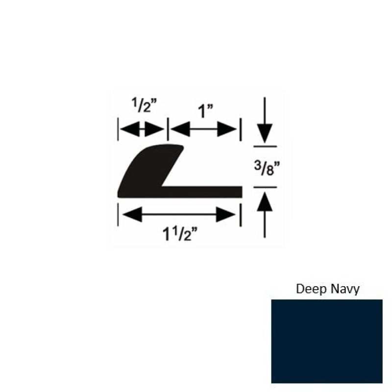 Solid 37 Deep Navy Rubber Underlap Carpet Edge - 1 1/2" X 9 Ft (108") X 3/8"