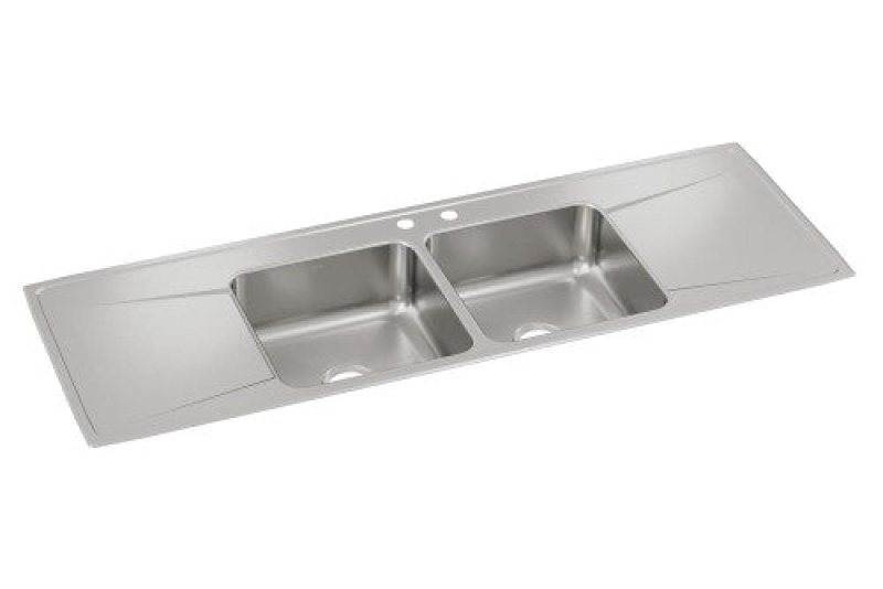Ilr6622ddmr2 Lustertone Classic Stainless Steel Drop In Double Bowl Kitchen Sink - 66" X 22" X 7 5/8" With 2 Holes - Stainless Steel