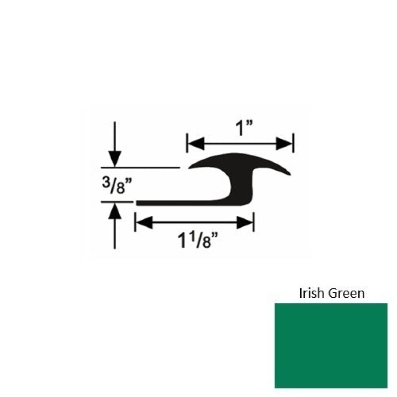Solid 60 Irish Green Rubber Tile / Carpet Joiner - 1 1/8" X 9 Ft (108") X 3/8"