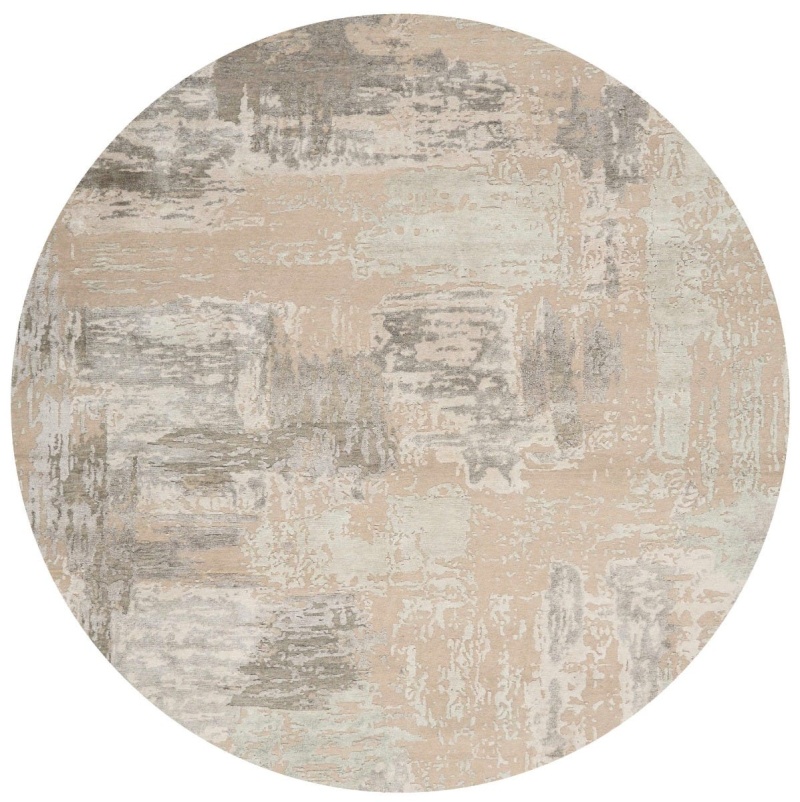 Christopher Guy Wool & Silk Ajmer Misted Morning And Ciel Cgs06 Wool Blend Contemporary Area Rug - 8 Ft X Round - Ajmer Misted Morning And Ciel
