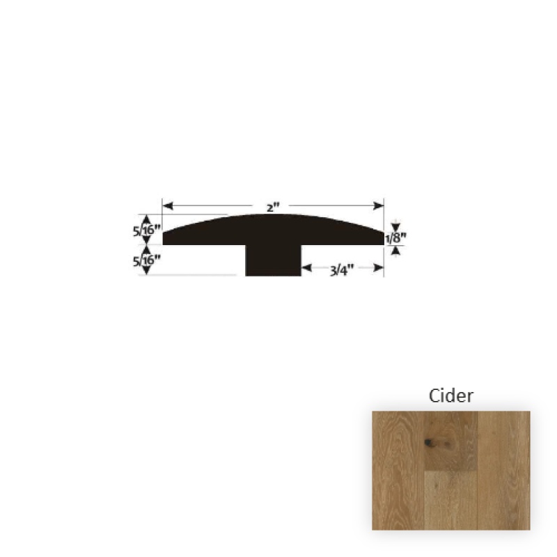 Premier Cider Hardwood Moulding / Trim - 2" X 90" T Molding - Wire Brushed