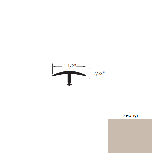 Johnsonite Zephyr Vinyl Moulding / Trim - 1 1/2" X 12 Ft (144") X 1/2" T Molding - T Molding