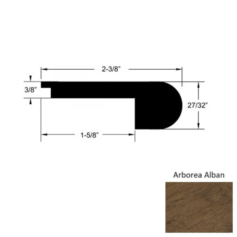Castillo Arborea Alban Hardwood Moulding / Trim - 2 3/8" X 78" Round Stair Nose - Urethane