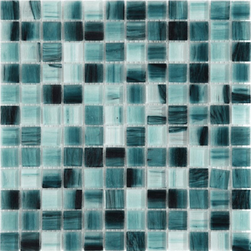 Tortuga Turquoise Glass Mosaic - 1" x 1" - Natural