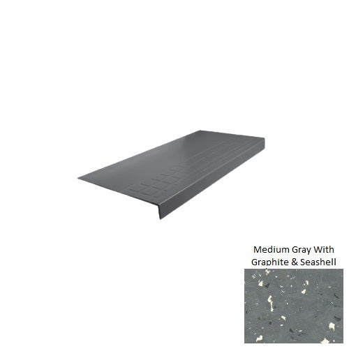 Spextones Medium Gray With Graphite & Seashell Rubber Stair Tread
