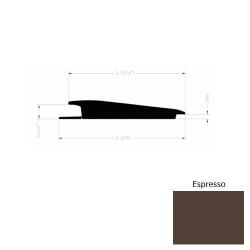 Solid 73 Espresso Rubber Rolling Traffic Transition - 3 3/16" X 9 Ft (108") X 1/4" - 0.080"