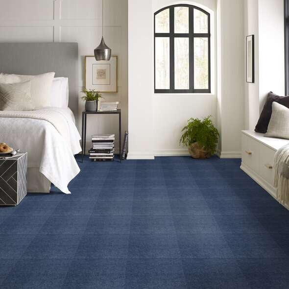 Caress By Shaw Quiet Comfort Classic Iii True Blue Nylon Carpet - Textured