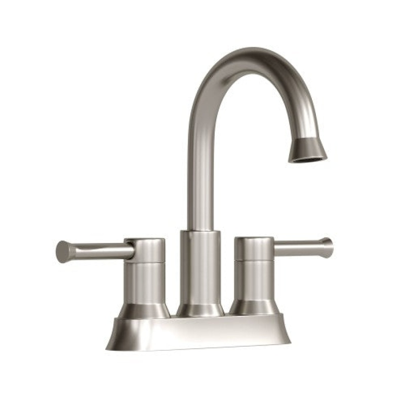 Brushed Nickel Brass Centerset Bathroom Faucet - Double Handle / Three Hole - Brushed Nickel
