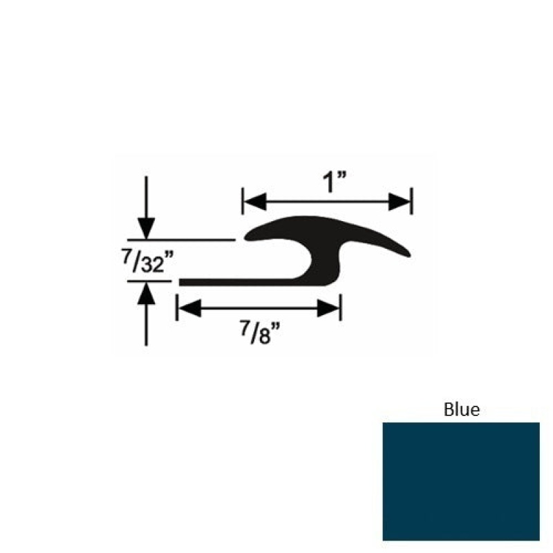 Solid 50 Blue Rubber Tile / Carpet Joiner - 7/8" X 9 Ft (108") X 7/32"