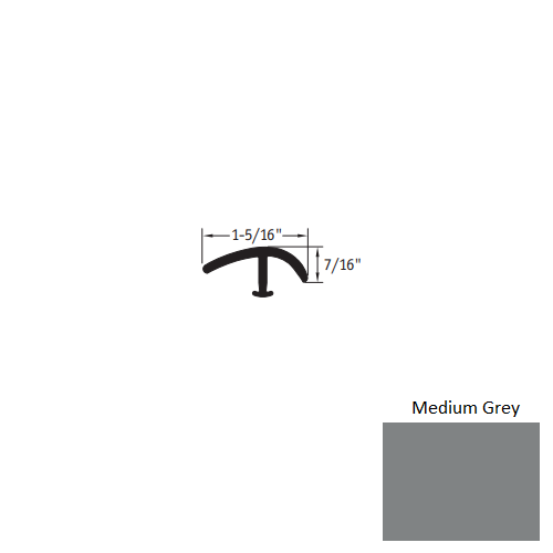 Johnsonite Medium Grey Vinyl Moulding / Trim - 1 5/16" X 12 Ft (144") X 1/2" - 3/8" Or 1/4" T Molding - T Molding