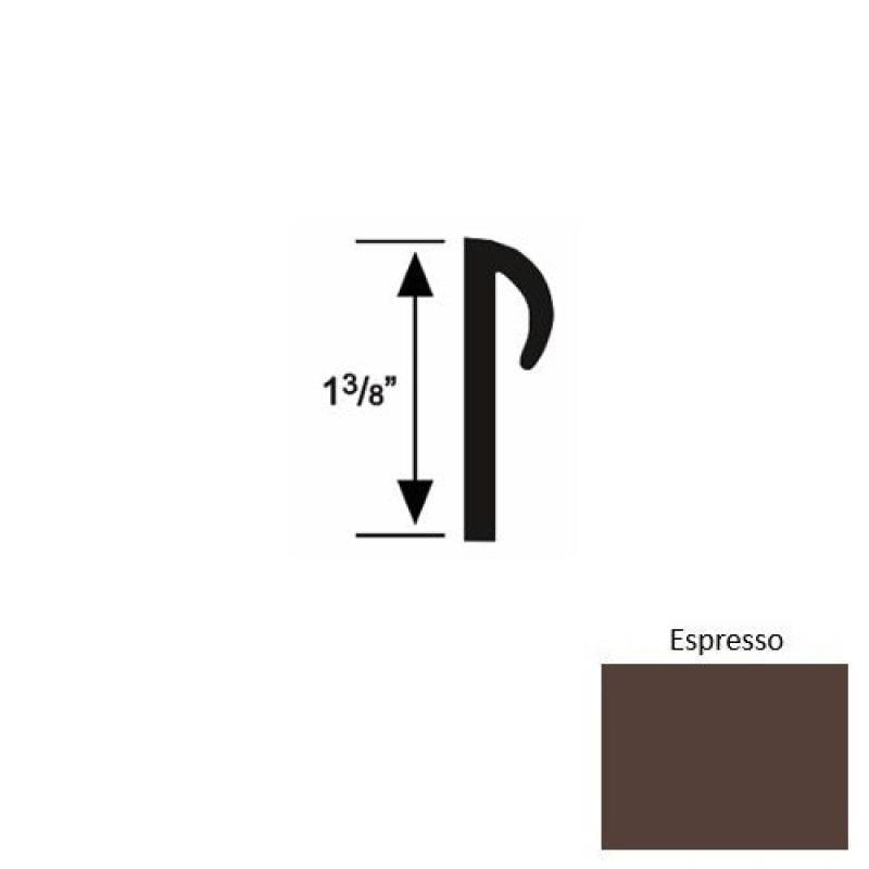 Solid 28 Espresso Rubber Carpet Cove Cap Round - 3/16" X 9 Ft (108")