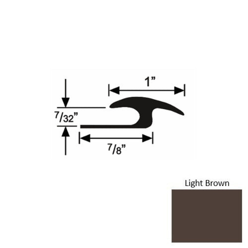 Solid 50 Light Brown Rubber Tile / Carpet Joiner - 7/8" X 9 Ft (108") X 7/32"