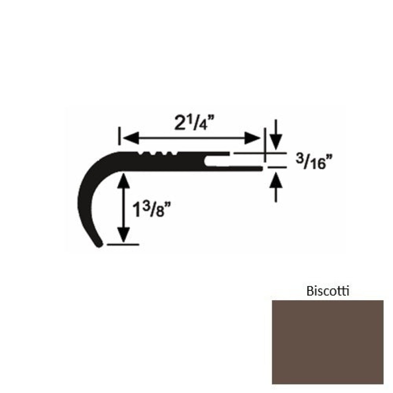 Solid 18 Biscotti Rubber Undercut Carpet Nosing (Rd) - 2 1/4" X 9 Ft (108")