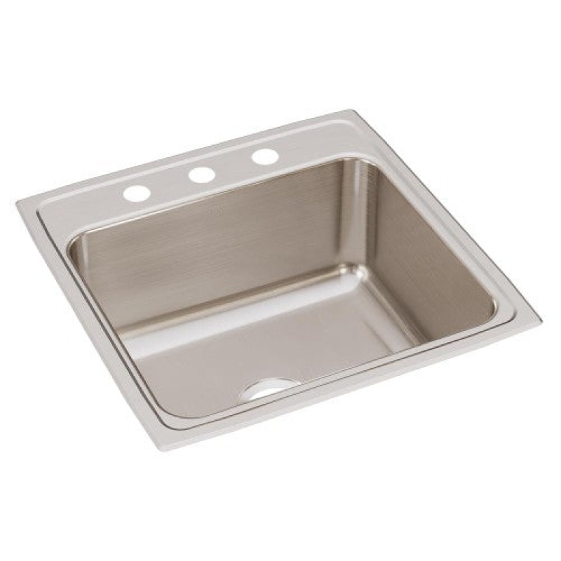 Dlr2222103 Lustertone Classic Stainless Steel Drop In Single Bowl Kitchen Sink - 22" X 22" X 10 1/8" With 3 Holes - Stainless Steel