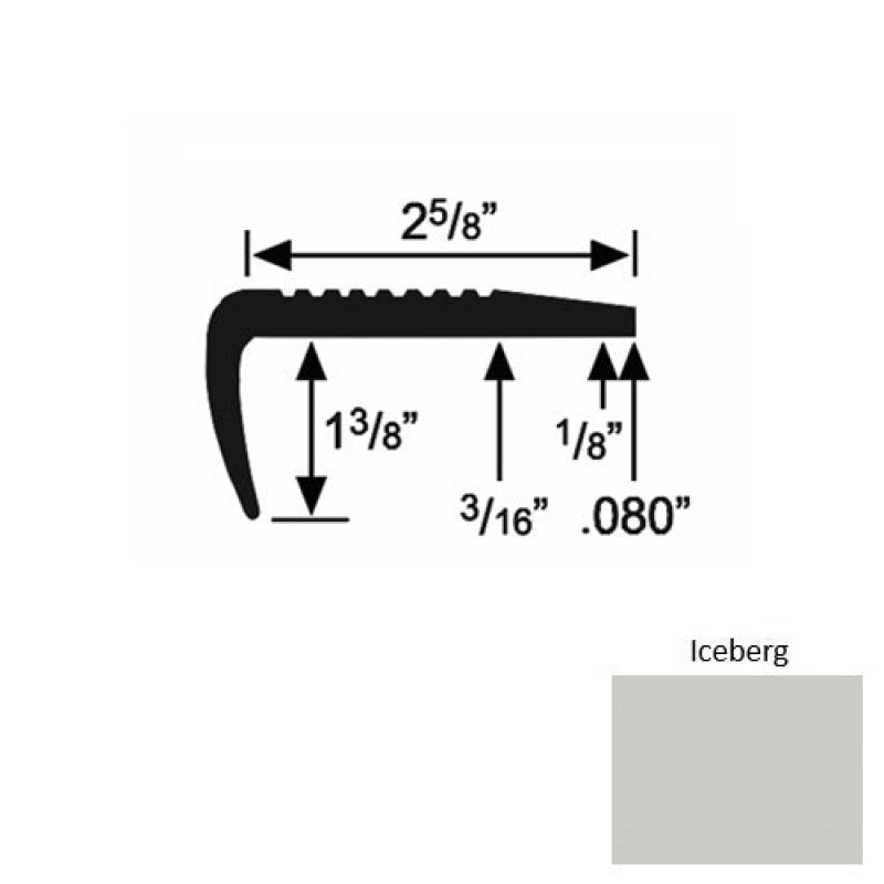 Solid 03 Iceberg Rubber Residential Stair Nosing
