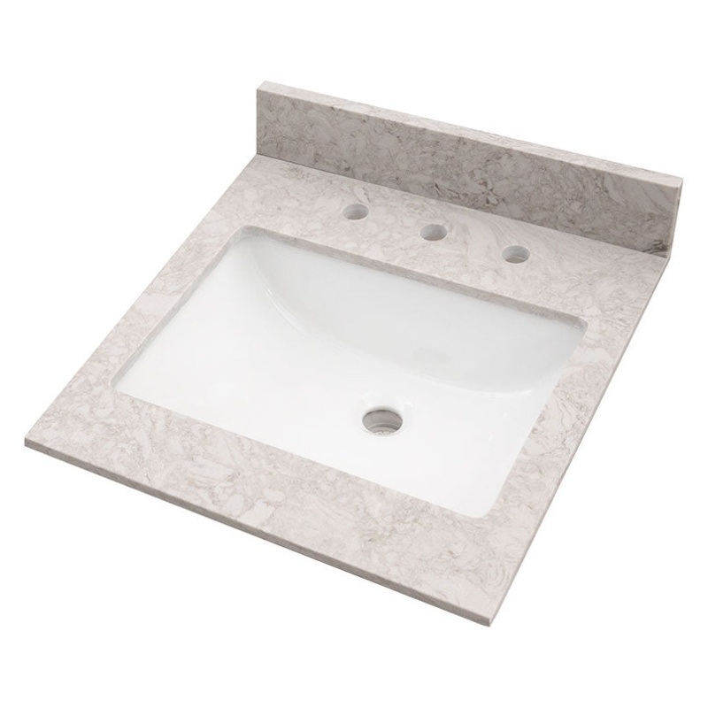 Drifting Fog Polished Engineered Marble Vanity Top with Built-In Sink