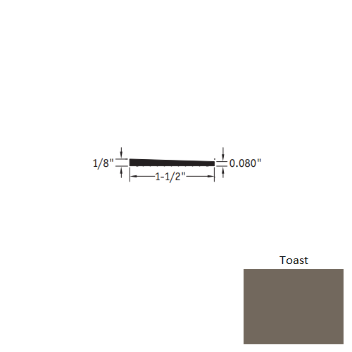 Johnsonite Toast Vinyl Moulding / Trim – 1 1/2" x 12 ft (144") x 1/8" – .080" Reducer