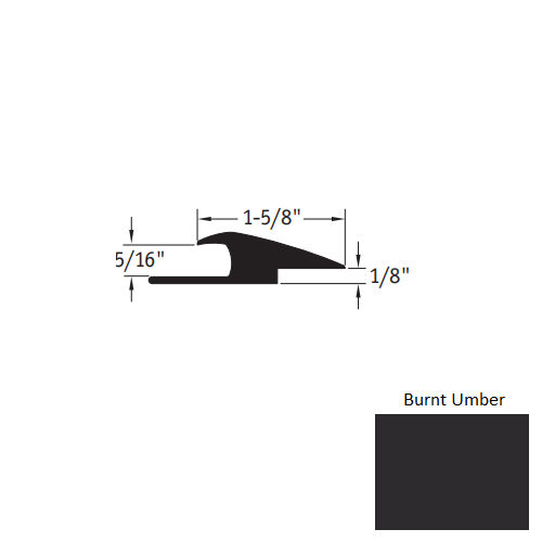 Johnsonite Burnt Umber Vinyl Moulding / Trim - 1 5/8" X 12 Ft (144") X 5/16" - 1/16" Or 1/8" Adaptor - Adaptor