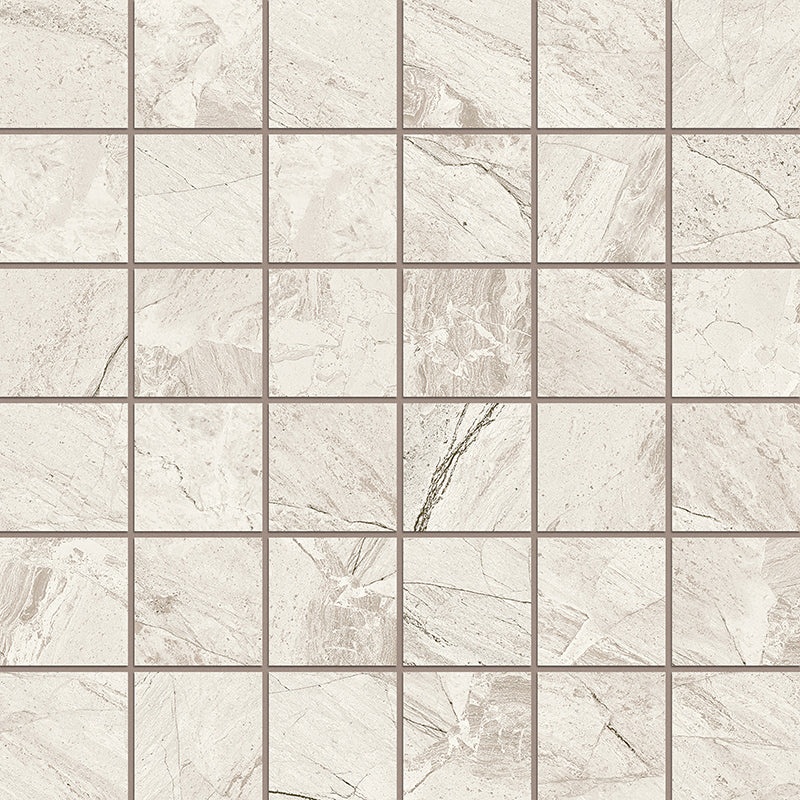 Imperial Earth White Porcelain Mosaic - 2" X 2" - Matte
