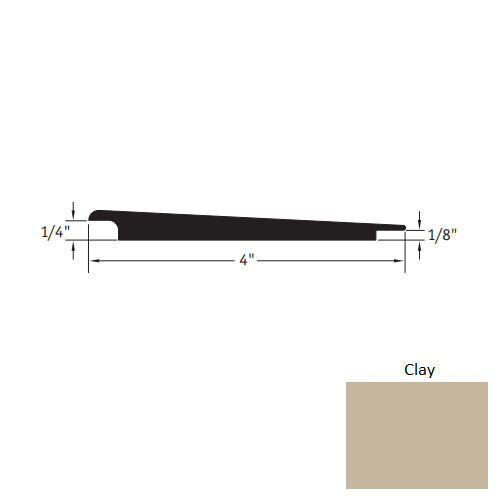 Johnsonite Clay Vinyl Moulding / Trim - 4" X 12 Ft (144") X 1/4" - 1/8" Wheeled Traffic Transition - Wheeled Traffic Transition