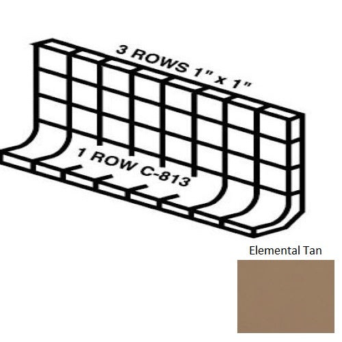 Keystones Unglazed Mosaic Elemental Tan Porcelain Wall Trim - 4" X 12" Built Up Base (Mb4c) - Matte