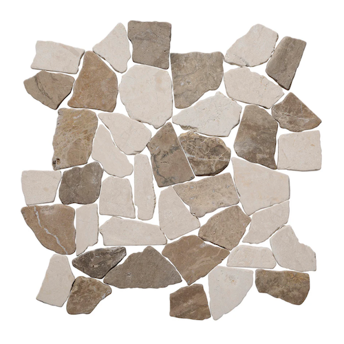 Random Beige & Tan Marble Mosaic - Large Random - Tumbled