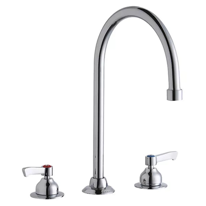 Lk800gn08l2 Chrome Deck Mount Kitchen Faucet - Double Handle / Three Holes - Chrome