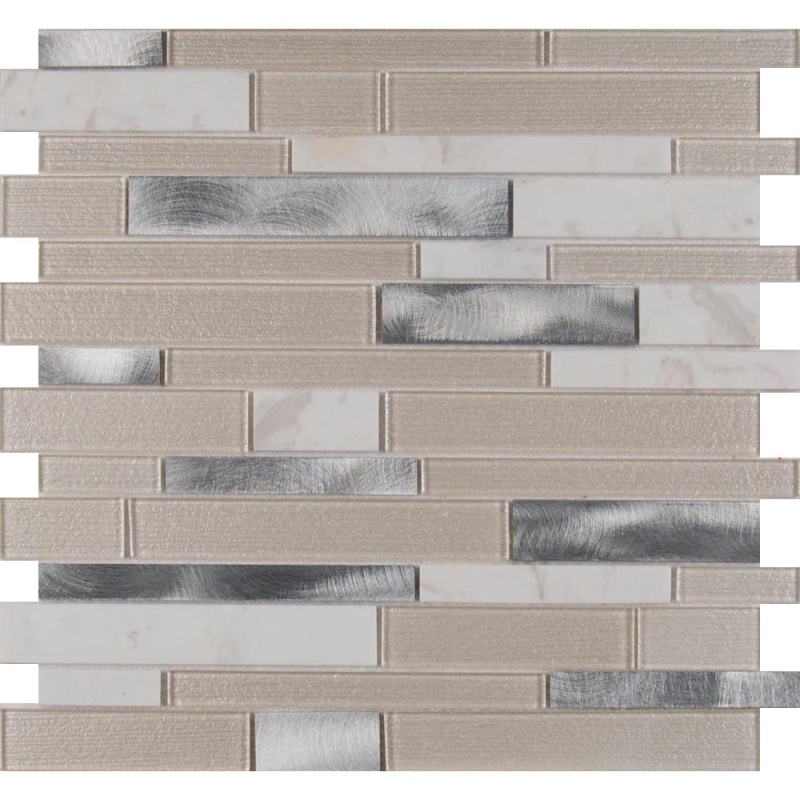 Decorative Blends White Wave Mixed Mosaic - Linear - Textured, Per Pack: 20 Sqft