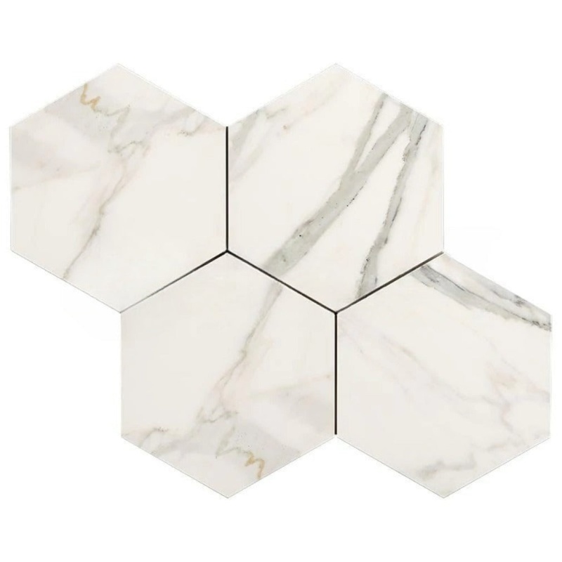 Calacatta Gold Marble Mosaic - 6" Hexagon