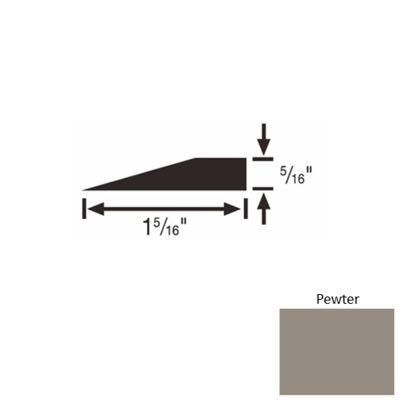 Solid 25 Pewter Rubber Reducer Strip 1 5/16" x 9 Ft
