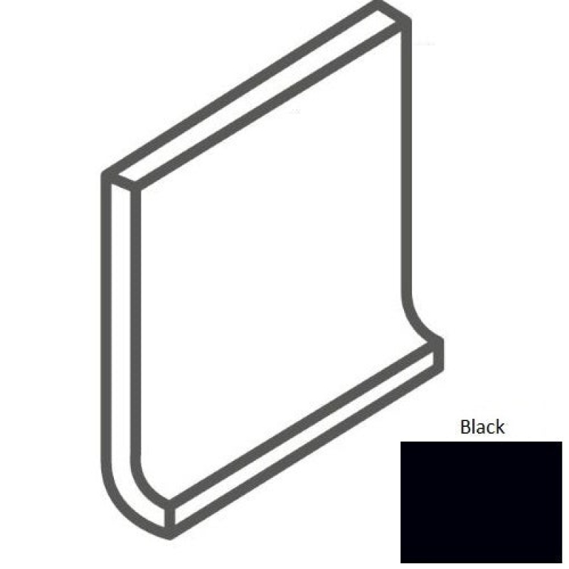 Bright & Matte Black Ceramic Wall Trim - 4 1/4" X 4 1/4 " Square Top Cove Base - Matte