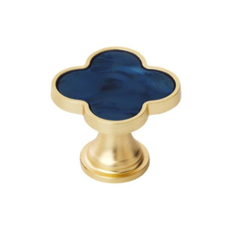 Accents Zinc & Acrylic Cabinet Knob - Gold / Navy Blue
