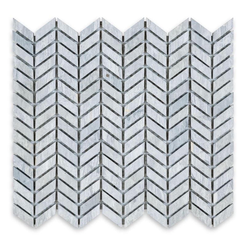 Haisa Blue Marble Mosaic - Micro Chevron - Honed