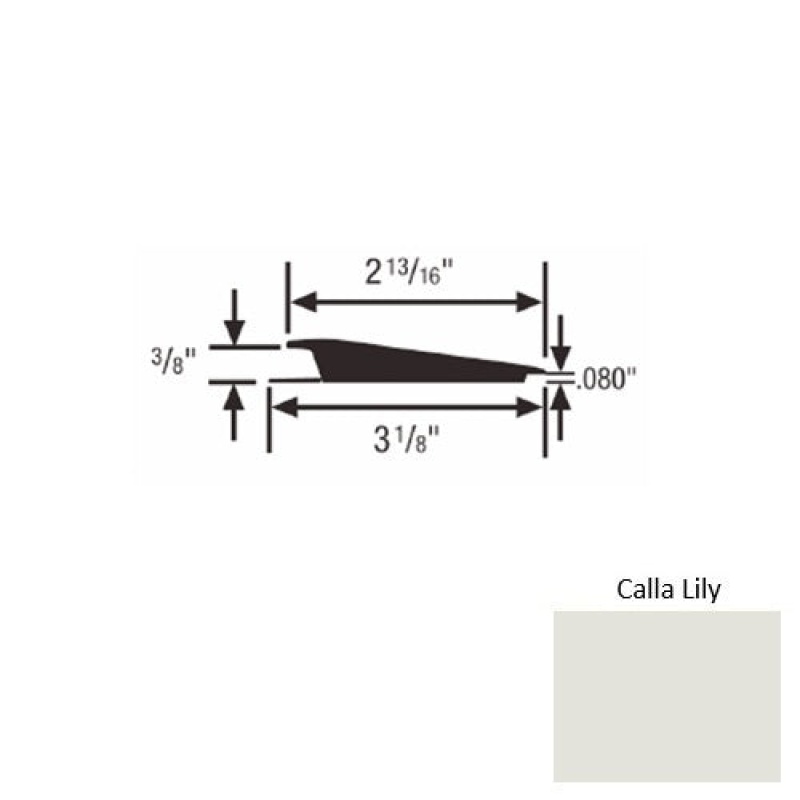 Solid 66 Calla Lily Rubber Rolling Traffic Transition - 3 1/8" X 9 Ft (108") X 3/8" - 0.080"