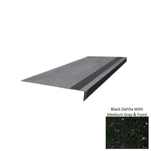 Spextones Black Dahlia With Medium Gray & Fjord Type 675 With Flush Ribbed Insert Distinct Designs Rubber - 12" X 72" Stair Tread - Diamond Profile Design