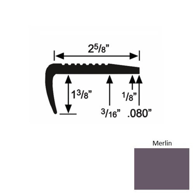 Solid 03 Merlin Rubber Residential Stair Nosing (Sq) - 2 5/8" X 9 Ft (108")