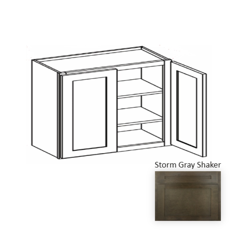 W2430 Storm Gray Shaker Wood Kitchen Wall Cabinet - 24" X 30" X 12" (Assembly Required) - Storm Gray Shaker