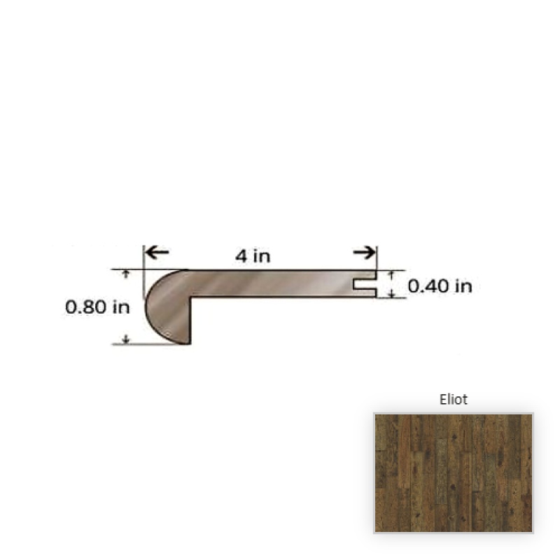 Hickory Eliot Hardwood Moulding / Trim - 84.25" Stair Nose - Truemark Glaze Tek