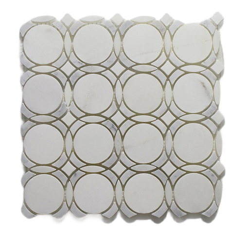 Infinity Ii Pure White / Carrara Marble Mosaic - Infinity - Honed & Polished