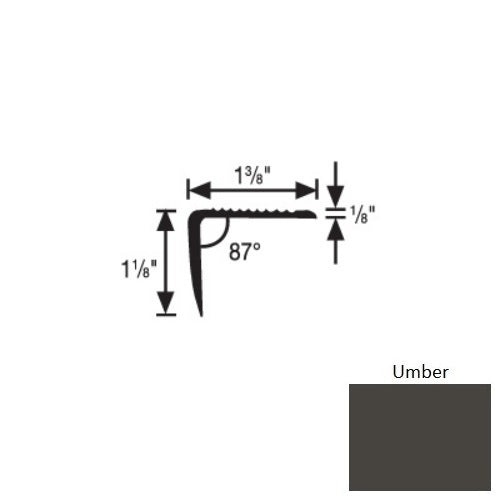 Flextones Umber Vinyl 189 Top Set Stair Nosing - 1 3/8" X 12 Ft - Thermoplastic