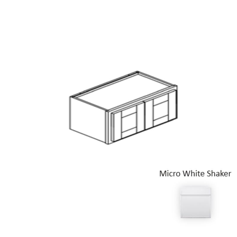 Framed Shaker Premium Micro White Shaker Natural Clear Coat Wood Kitchen Wall Cabinet - 33" X 12" X 12" - Natural Clear Coat