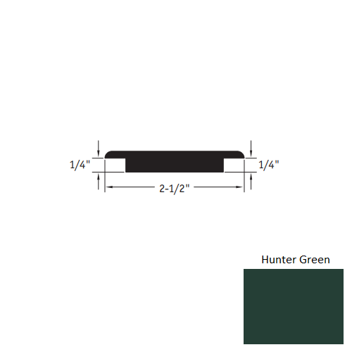 Johnsonite Hunter Green Vinyl Moulding / Trim - 2 1/2" X 12 Ft (144") X 1/4" - 1/4" Wheeled Traffic Transition - Wheeled Traffic Transition