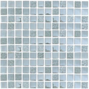 Iridescent Silver Glass Mosaic - 1" x 1" Glossy