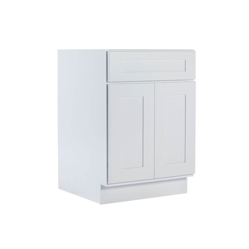 Shaker White Wood Kitchen Sink Base Cabinet, 39" x 24" x 34.5"