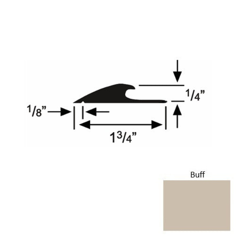 Solid 43 Buff Rubber Custom Carpet Edging - 1 3/4" X 9 Ft (108") X 1/4"